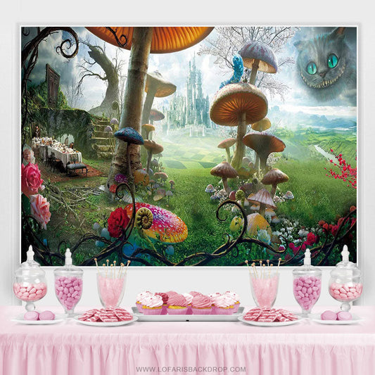 Lofaris Wonderland Cat Fairy Tale Castle Birthday Party Backdrop