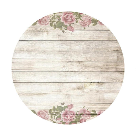 Lofaris Wood And Floral Circle Baby Shower Backdrop Decoration