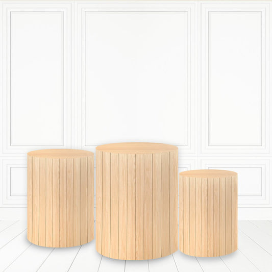 Lofaris Wood Block Pattern Plinth Cover Soft Color Cake Table