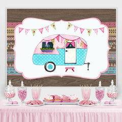 Lofaris Wood Graffiti Cute Pink and Bule Car Backdrop for Kids
