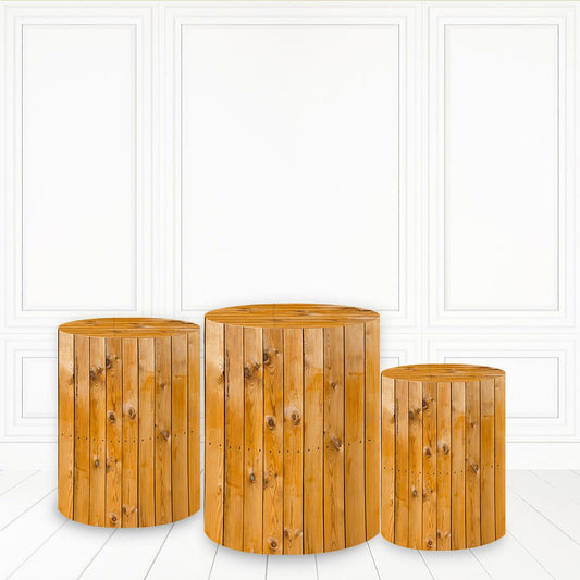 Lofaris Wood Theme Cake Table Cover Striped Cylinder