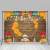 Load image into Gallery viewer, Lofaris Wooden and Orange Flowers Mexican Fiesta Backdrops