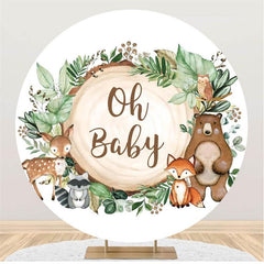 Lofaris Wooden Animal Round Baby Shower Backdrop For Party