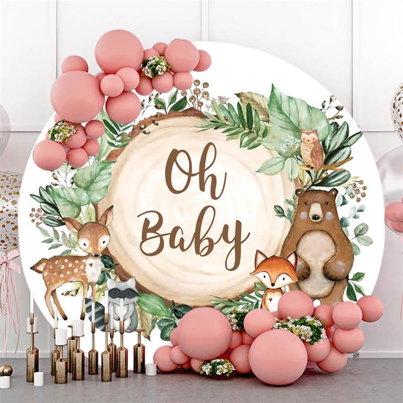 Lofaris Wooden Animal Round Baby Shower Backdrop For Party