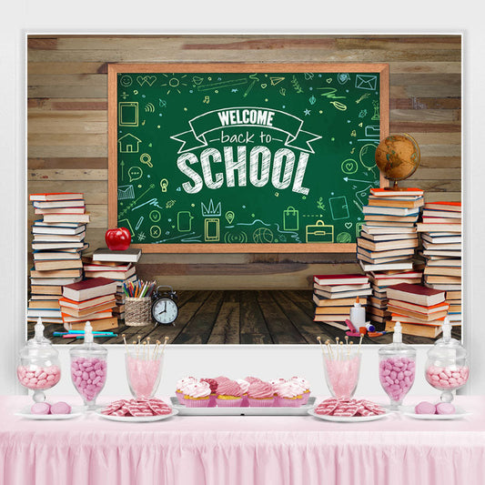 Lofaris Wooden Blackboard and Books Back to School Backdrop