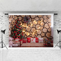 Lofaris Wooden Christmas Tree And Wreath Backdrop