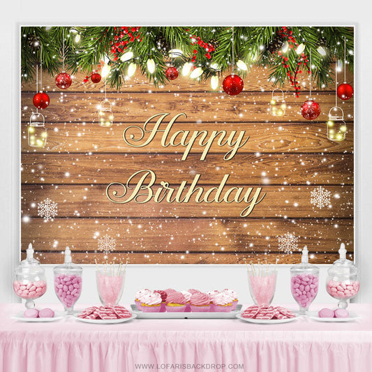 Lofaris Wooden Christmas Winter Snowflake Birthday Backdrop
