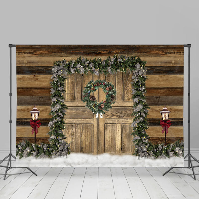 Lofaris Wooden Christmas Wreath With Lovely Lamb Holiday Backdrop