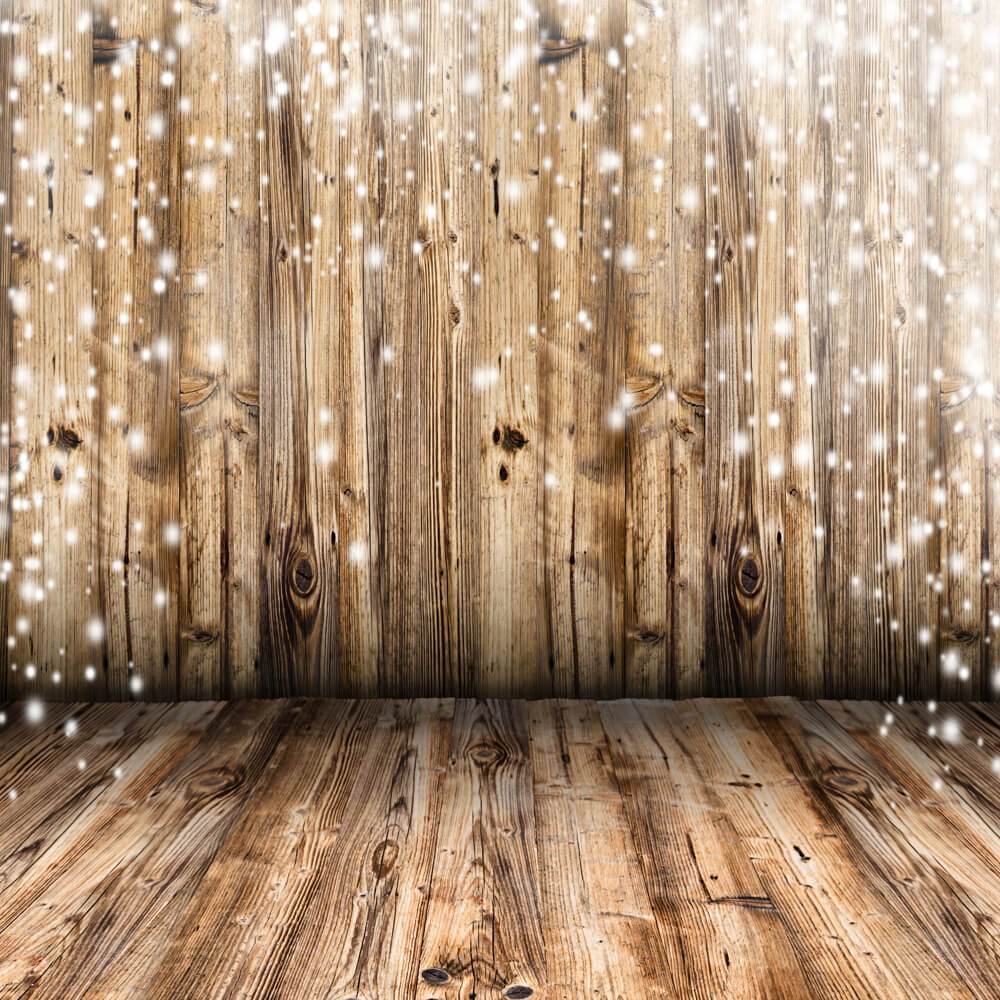 Lofaris Wooden Floor White Glitter Simple Birthday Party Backdrop