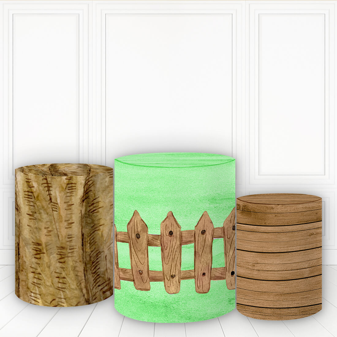 Lofaris Wooden Fram Pillar Cover With Wood Fence Cylinder