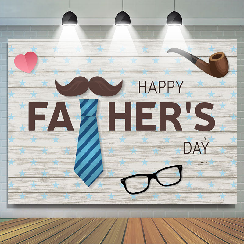 Lofaris Wooden Glasses And Heart Happy Fathers Day Backdrop