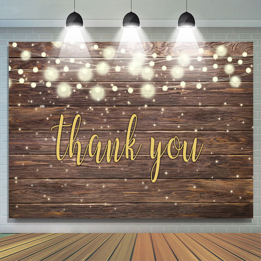 Lofaris Wooden Glitter Bokeh Thank You Backdrop For Family