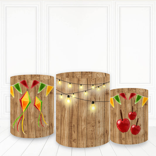 Lofaris Wooden Kites Cake Table Cover Flag Apple Pillar Wrap