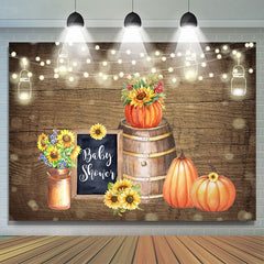 Lofaris Wooden pumpkin and sunflower baby shower backgruond