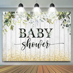Lofaris Wooden Wihite and Golden Boken Baby Shower Backdrop