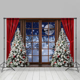Load image into Gallery viewer, Lofaris Wooden Window And Moon White Snowtree Winter Backdrop
