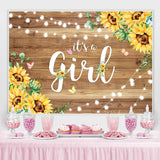 Load image into Gallery viewer, Lofaris Wooden Yellow Sunflower Its A Girl Baby Shower Backdrop