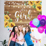 Load image into Gallery viewer, Lofaris Wooden Yellow Sunflower Its A Girl Baby Shower Backdrop