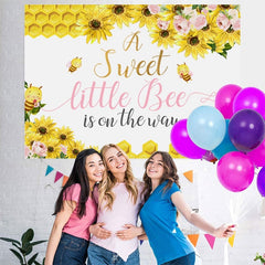 Lofaris Yellow And Pink Flowers Bee Theme Baby Shower Backdrop