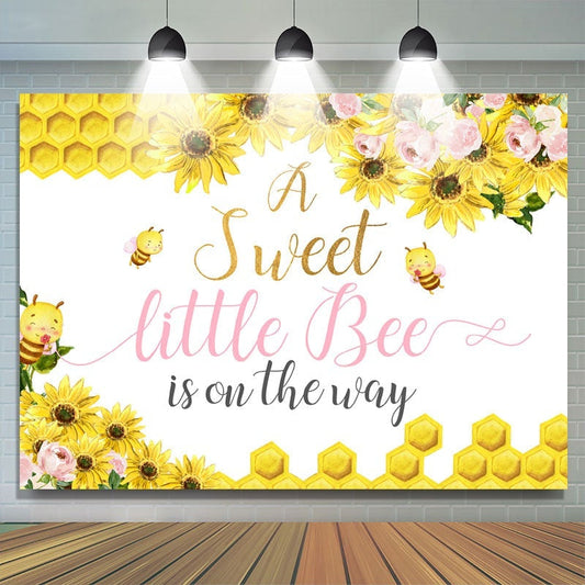 Lofaris Yellow And Pink Flowers Bee Theme Baby Shower Backdrop