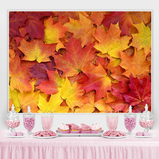Lofaris Yellow And Red Leaves Simple Fall Party Backdrop for Photo