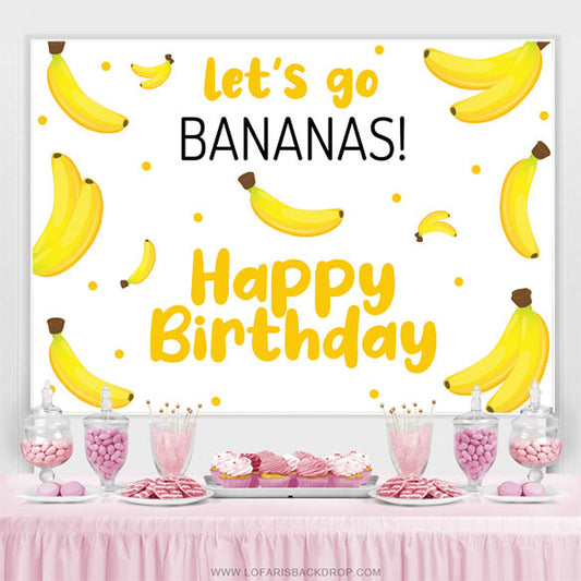 Lofaris Yellow Bananas Simple Happy Birthday Party Backdrop