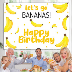 Lofaris Yellow Bananas Simple Happy Birthday Party Backdrop