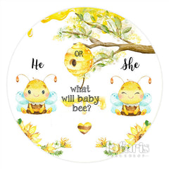 Lofaris Yellow Bee What Will Be Baby Shower Round Backdrop