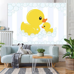 Lofaris Yellow Duck And Stripes Backdrop For Bay Shower Banner