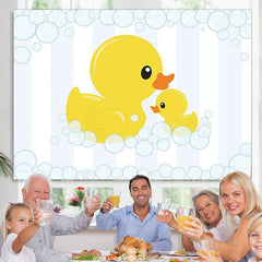 Lofaris Yellow Duck And Stripes Backdrop For Bay Shower Banner