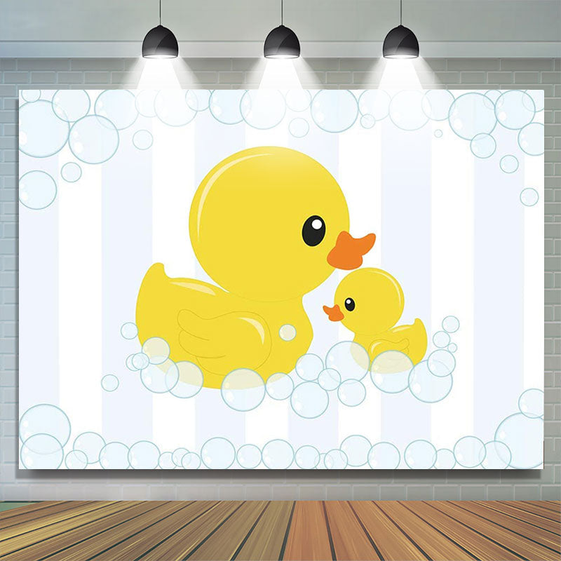 Lofaris Yellow Duck And Stripes Backdrop For Bay Shower Banner