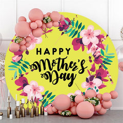 Lofaris Yellow Floral Happy Mothers Day Photo Round Backdrops