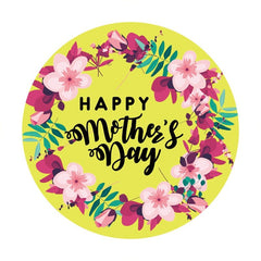 Lofaris Yellow Floral Happy Mothers Day Photo Round Backdrops