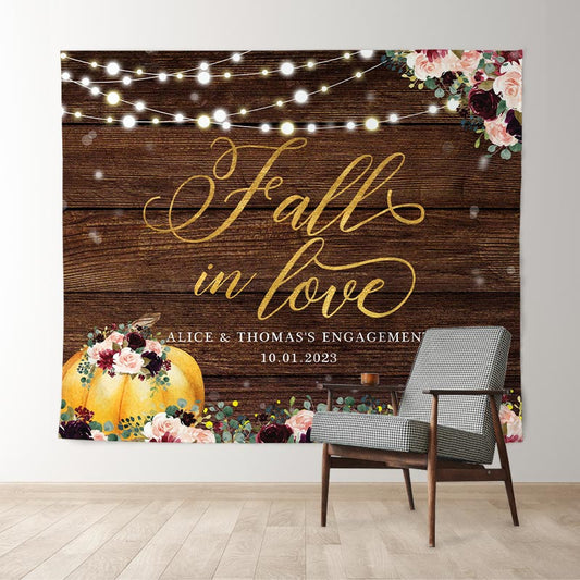 Lofaris Yellow Pumpkin And Roses Fall In Love Wedding Backdrop