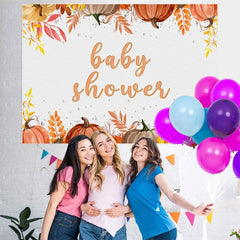 Lofaris Yellow Pumpkin Baby Shower Backdrop for Photoshoot