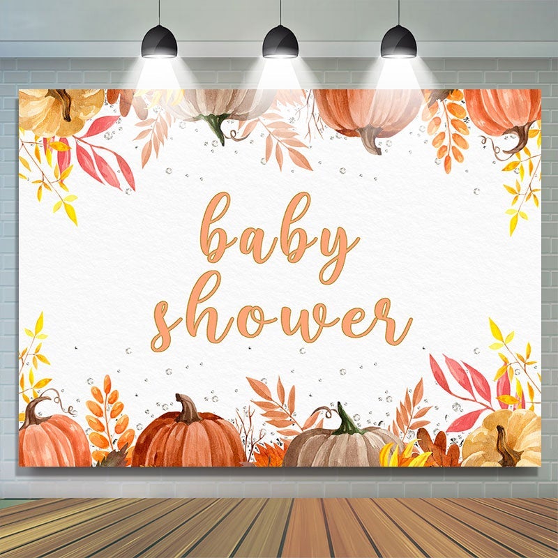 Lofaris Yellow Pumpkin Baby Shower Backdrop for Photoshoot