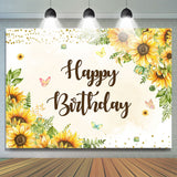 Load image into Gallery viewer, Lofaris Yellow sunflower butterfly happy birthday Backdrop