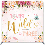 Load image into Gallery viewer, Lofaris Young Wild Three Double-Sided Backdrop for Birthday